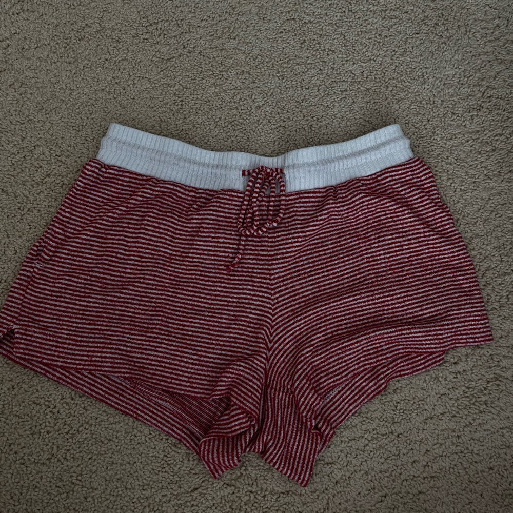 Stars Above Red and White Striped Lounge Shorts